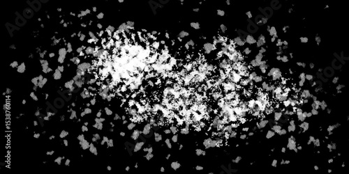 Snowflakes on dark background. white icy snowflakes isolated on black background, natural background. white crystalline powder on a black background. sugar dust. texture, pattern and clipping.