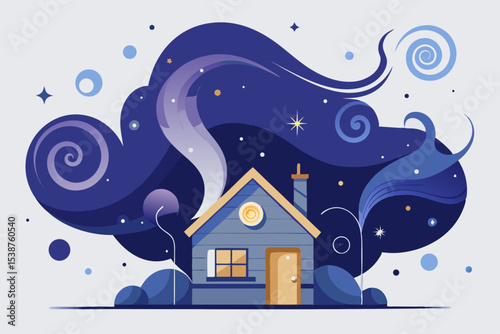 house cozy smoke glow home night warm peaceful