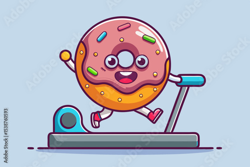 donut run treadmill sweat cartoon fun gym cute