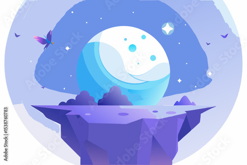 moon cliff mountain surround