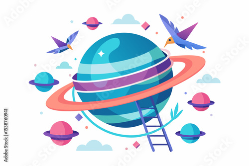 planet rings ribbon shape
