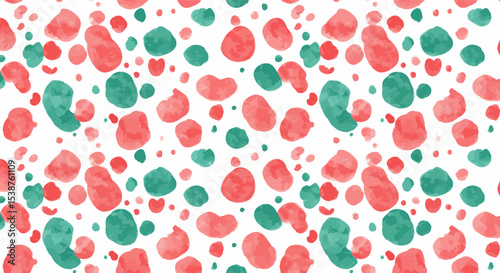 Abstract watercolor pattern of red and green splotches on white background vector illustration