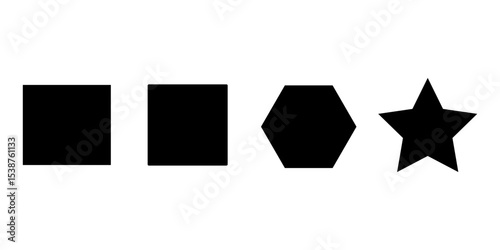 set of black and white icon shapes