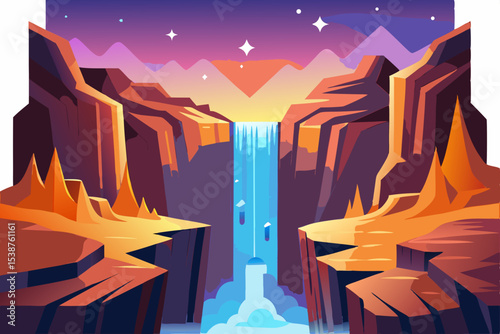 canyon waterfall surreal upward flow