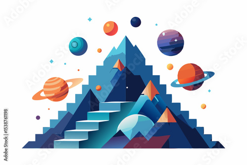 mountain stair surreal shape steps