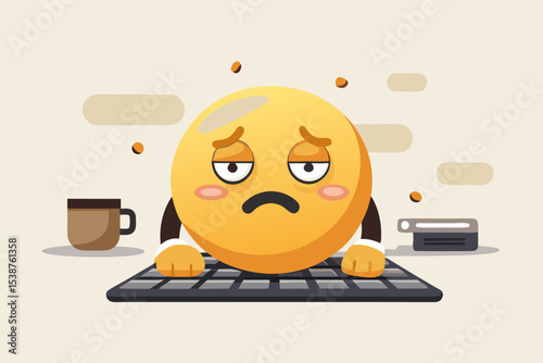 emoji tired keyboard work