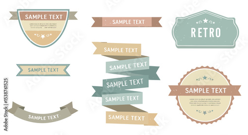 Retro vintage label set with sample text in pastel hues vector illustration