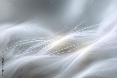 Soft curved silver and white threads interweave with light creating an ethereal flowing texture