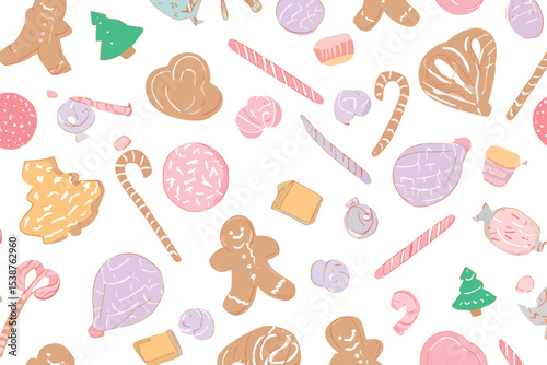 Pastel Christmas Cookies Candy Canes Sweet Treats Pattern