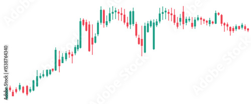 Crypto Candlestick Chart Tools — Red and Green Candle Graph for Traders. Vector Illustration on Transparent Background.