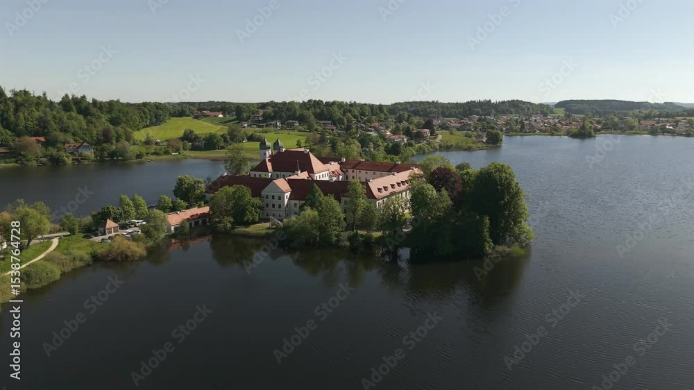 A summer drone flight across the seeon monastery which is at the same time a political meeting point for CSU