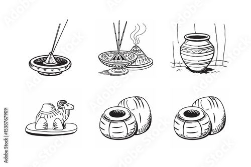 line art of clay item set bundle