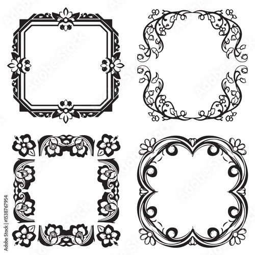 Decorative Floral Border Packs - High-Resolution Scans of Original Ink Artwork
