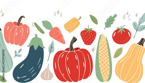 Collection of abstract fruit contemporary art print. Modern poster with hand drawn lemon, strawberry, fig, garnet, peach and orange. Trendy design for wallpaper, wall decor, postcard, cover,leaf, 