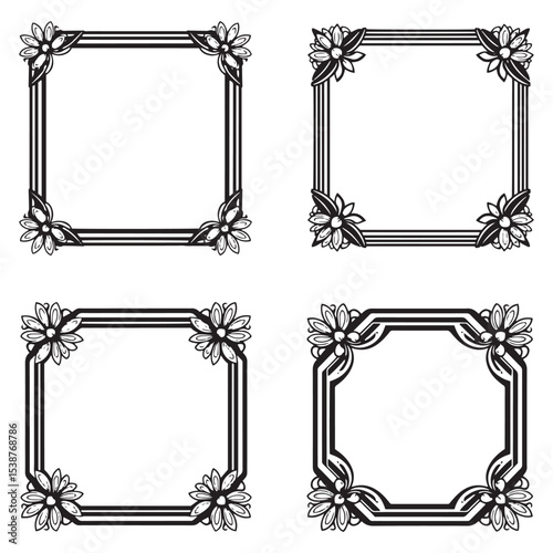 Decorative Floral Frames Set Collection - Richly Detailed for Textured Backgrounds
