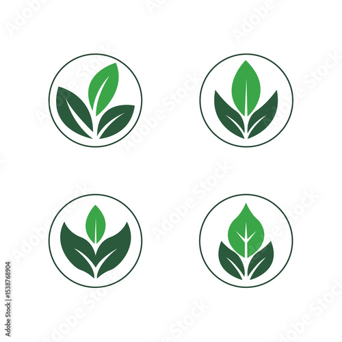 Green leaf icons set. Leaves icon on isolated background. Collection green leaf. Elements design for natural, eco, vegan, bio labels