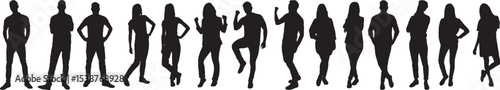 People Silhouettes Vector Set Isolated on White Background.