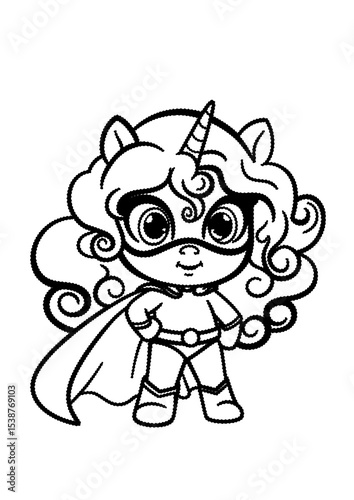 Superhero unicorn cat coloring page