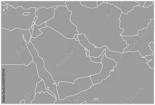 map of the middle east in gray