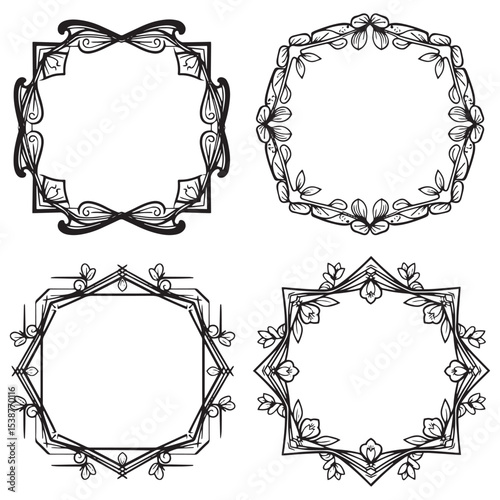 Retro Decorative Floral Frames Packs
