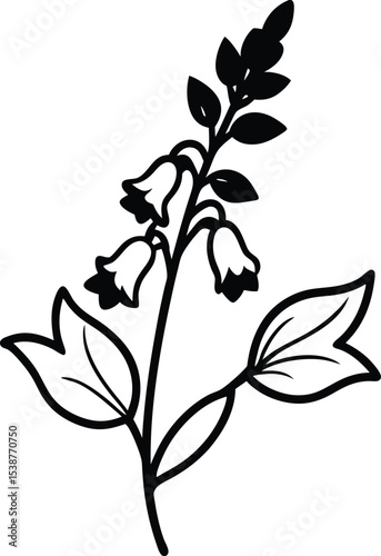 Wallpaper Mural snapdragon flower and buds vector silhouette  Torontodigital.ca