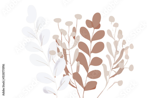 Soft Brown and White Watercolor Botanical Illustration