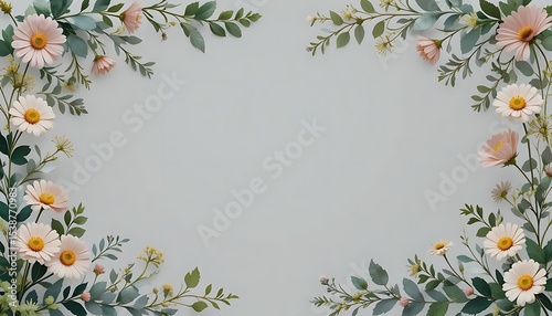 Vintage floral border with soft pastel roses, peonies, and leaves on white background. Perfect for wedding invitations, greeting cards, and elegant designs with space for text in the center.