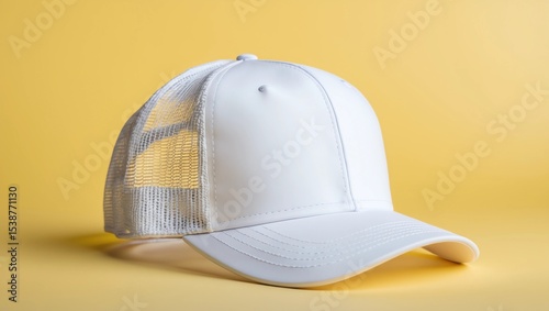 Wallpaper Mural White baseball cap mockup. Blank trucker hat isolated on yellow background  Torontodigital.ca