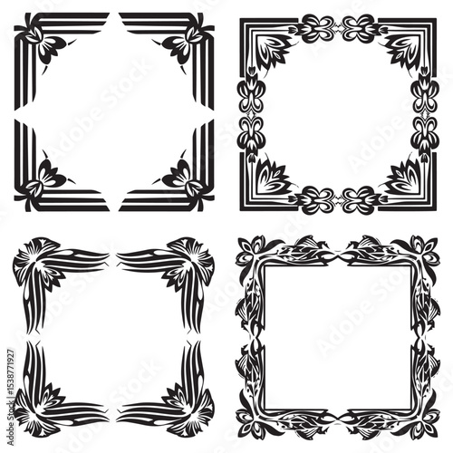 Elegant Decorative Floral Frames Set Collection
