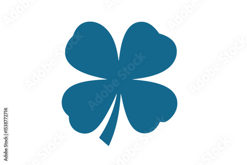 Teal Four Leaf Clover Simple Icon Design shamrock blue green