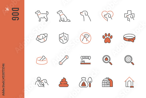 犬のラインアイコン20点セット