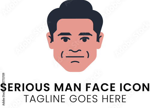 Serious Man Face Icon Profile Picture Avatar Design Graphic art male head flat human image adult    