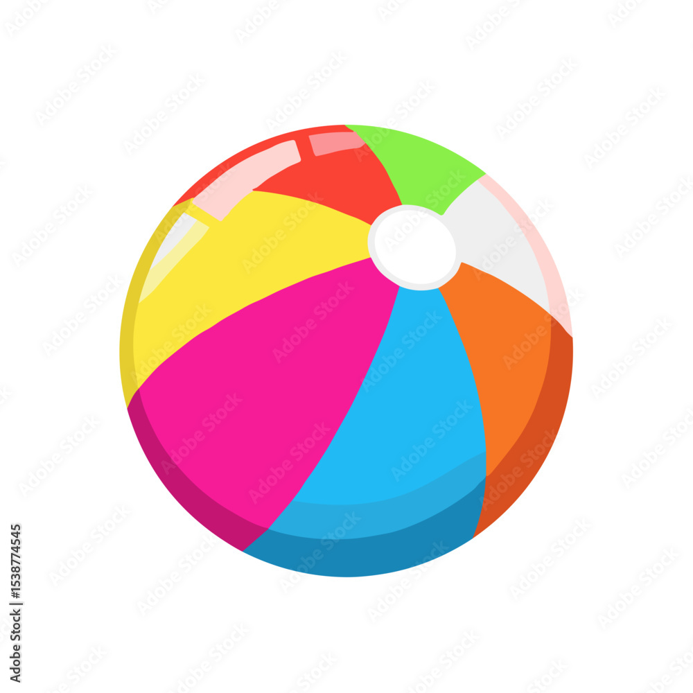 Obraz premium Colorful beach ball with sections in pink, yellow, green, and blue 
