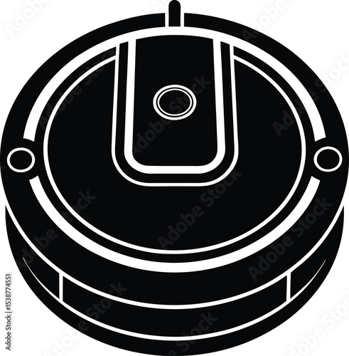 Sleek Black and White Robot Silhouette Vacuum Cleaner Design Illustration Image
