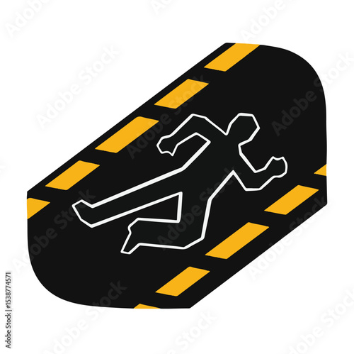place of death person outlined in chalk symbol vector illustration