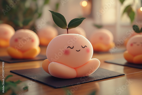 Miniature Mindfulness: Cute Characters in Lotus Position.