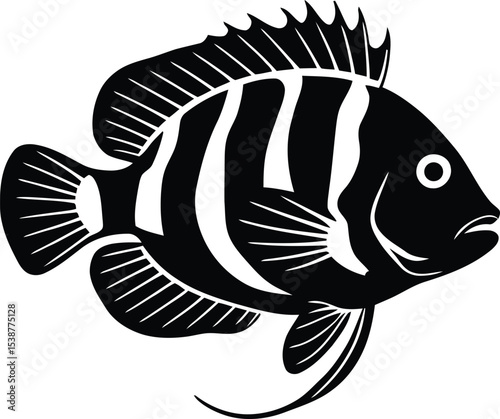 A Minimalist Deep-Sea Anglerfish Silhouette on White Background, fish vector illustration