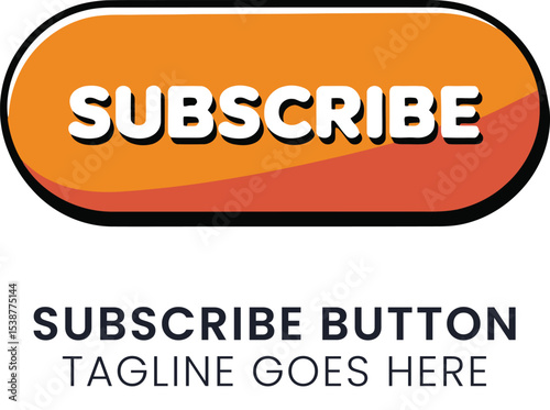 Orange Subscribe Button Digital Design Element Modern Graphic for Website Social Media ui ux CTA    