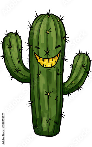 hand drawn cactus plant isolated white background 
