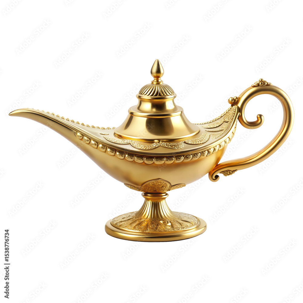 Fototapeta premium Beautiful and realistic Aladin lamp with white background