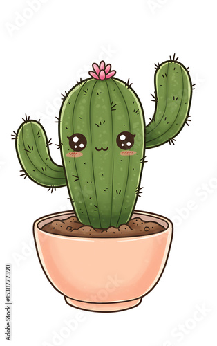 hand drawn cactus plant isolated white background 