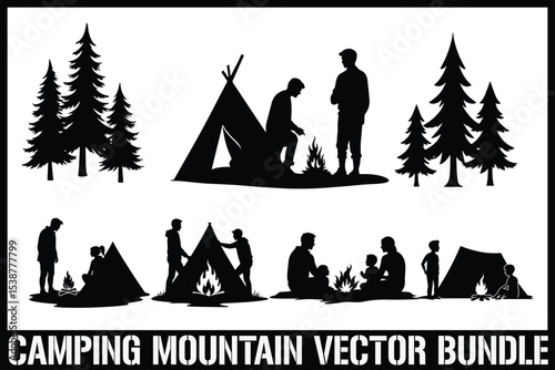 Hiking Man and mountain Vector Bundle