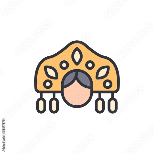Symbolic Golden Headdress With Ornate Decorations And Transparent Canvas