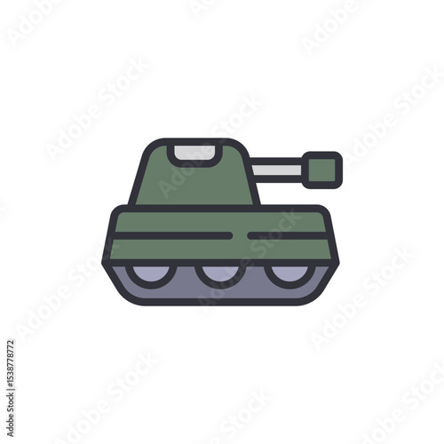 Isolated Olive Green Military Tank Icon With A Transparent Background