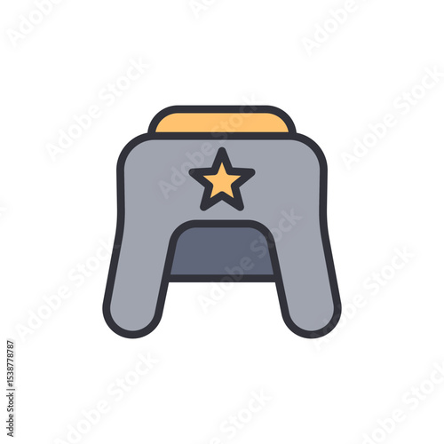 Grey Step Stool Featuring A Gold Star Symbol For Children
