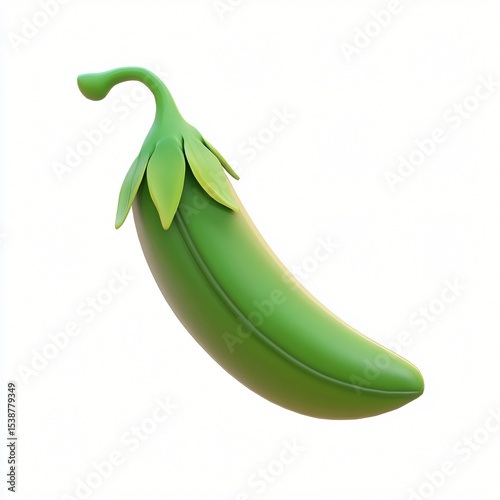A Single Fresh Green Pea Pod Isolated on White Background Perfect for Healthy Eating and Vegan Food Concepts