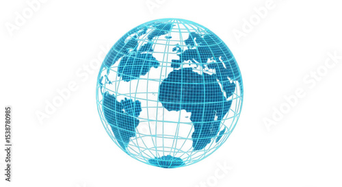 Holographic Earth Globe PNG for Technology and Science Visualization Projects
