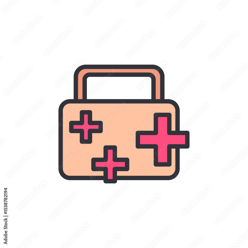 Obraz premium Stylized First Aid Kit With Medical Crosses On A Transparent Backdrop