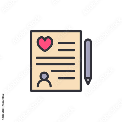 A Profile Card With A Heart Shape And A Person Icon Illustration