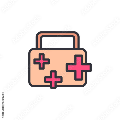 Stylized First Aid Kit With Medical Crosses On A Transparent Backdrop